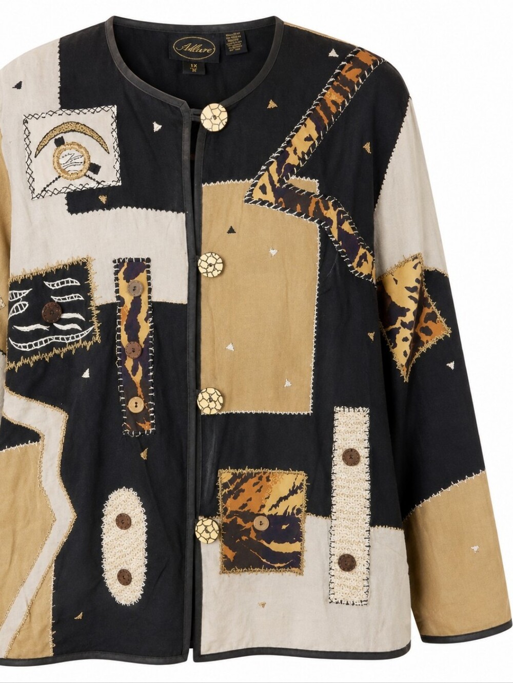 ALLURE | Vintage Patchwork Animal Print Wearable Art Embellished Jacket | 1X